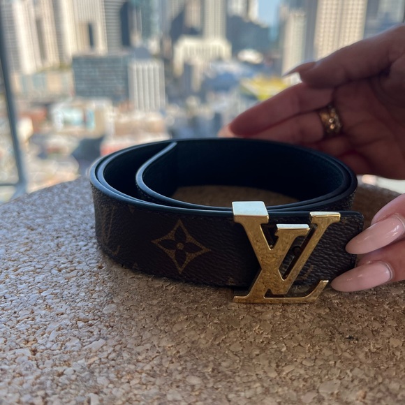 Authentic Louis Vuitton Monogram Canvas Leather Gold LV Belt reversible - Picture 1 of 9